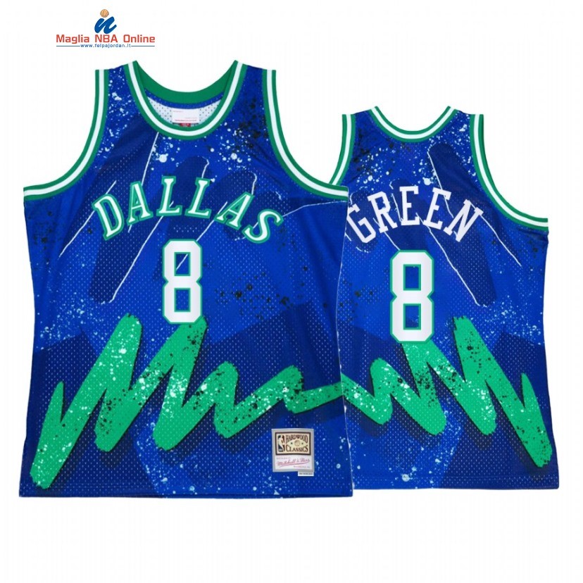 Maglia NBA Dallas Mavericks #8 Josh Green Blu Throwback 2022 Acquista