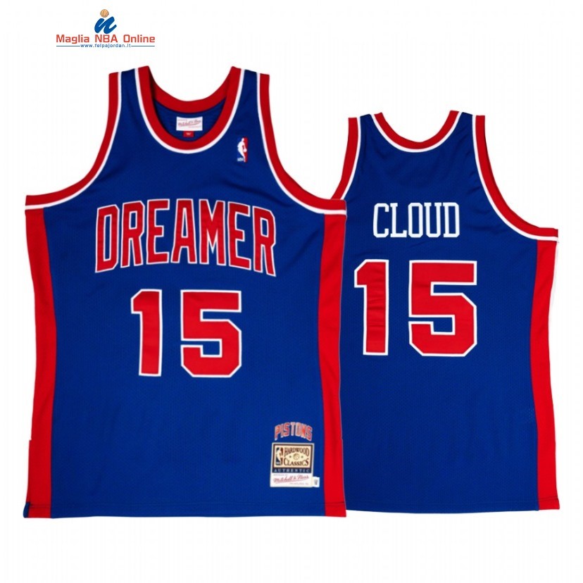 Maglia NBA Detroit Pistons #15 Cloud J.Cole Blu Throwback 2022 Acquista