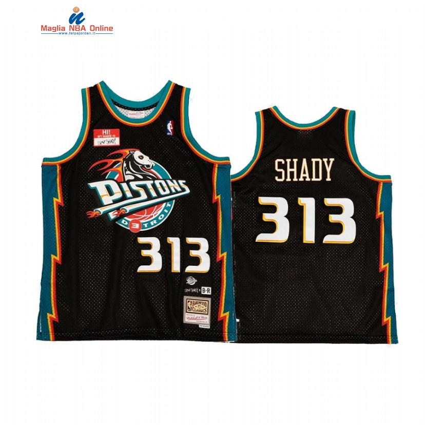 Maglia NBA Detroit Pistons #313 Eminem Shady X BR Remix Nero Hardwood Classics 20222 23 Acquista