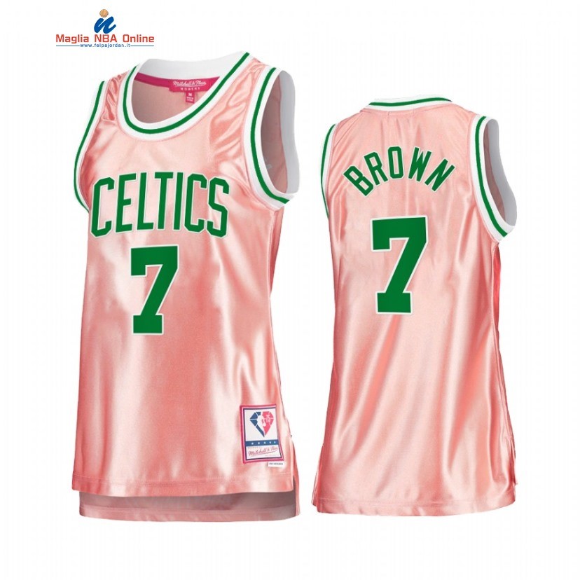 Maglia NBA Donna Boston Celtics #7 Jaylen Brown 75th Anniversario Rosa Oro 2022 Acquista
