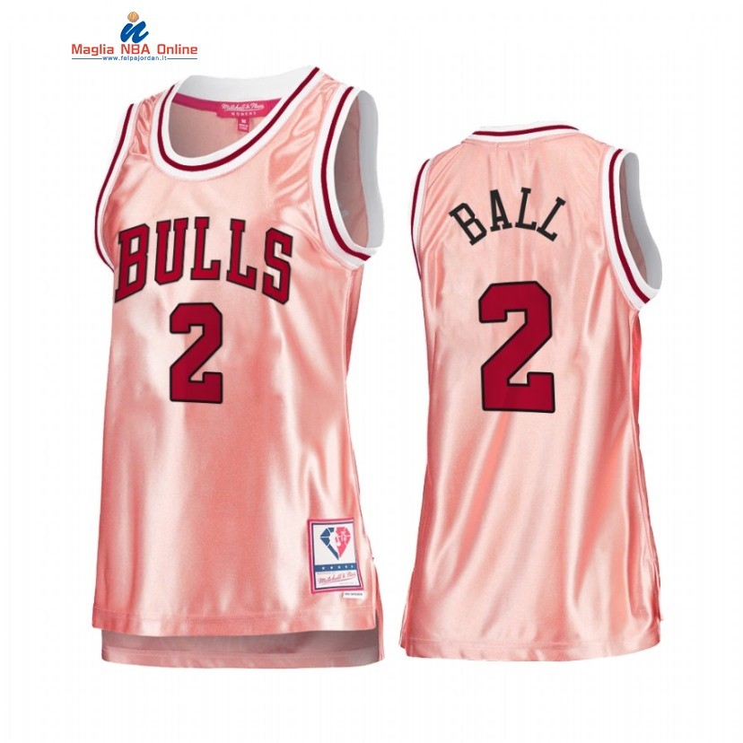 Maglia NBA Donna Chicago Bulls #2 Lonzo Ball 75th Anniversario Rosa Oro 2022 Acquista