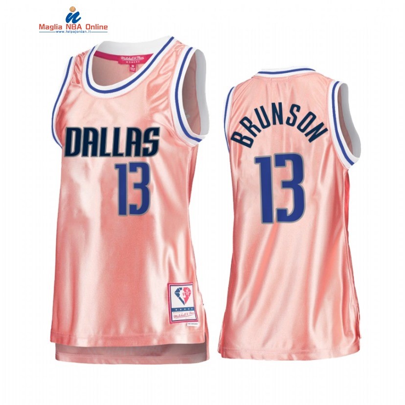 Maglia NBA Donna Dallas Mavericks #13 Jalen Brunson 75th Anniversario Rosa Oro 2022 Acquista