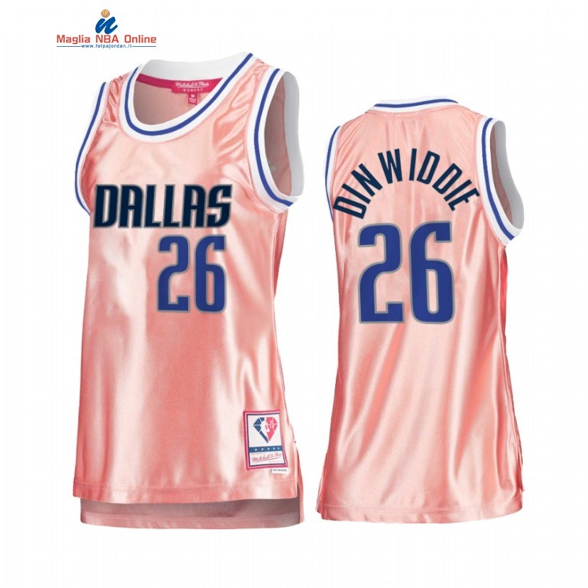 Maglia NBA Donna Dallas Mavericks #26 Spencer Dinwiddie 75th Anniversario Rosa Oro 2022 Acquista