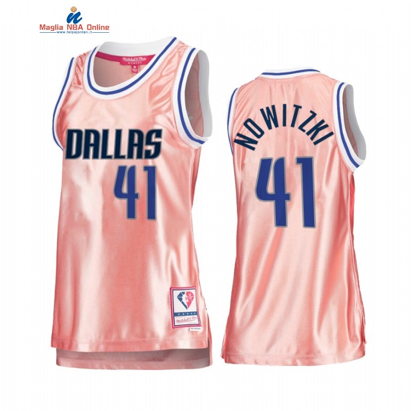 Maglia NBA Donna Dallas Mavericks #41 Dirk Nowitzki 75th Anniversario Rosa Oro 2022 Acquista