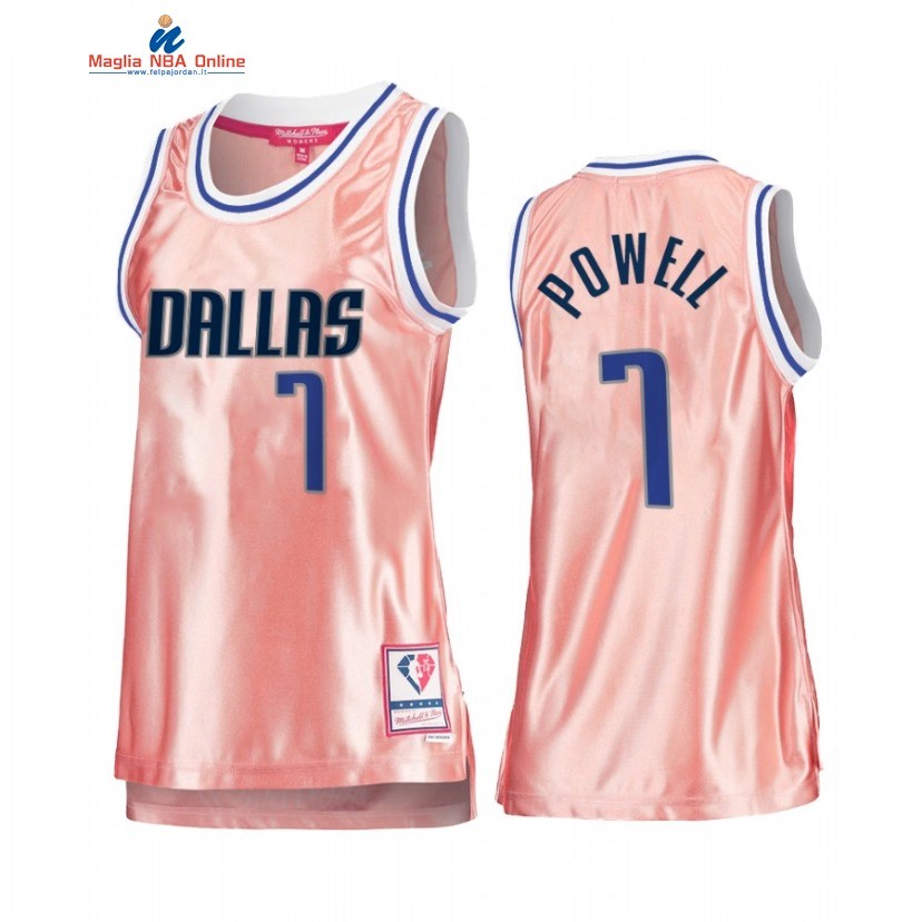 Maglia NBA Donna Dallas Mavericks #7 Dwight Powell 75th Anniversario Rosa Oro 2022 Acquista