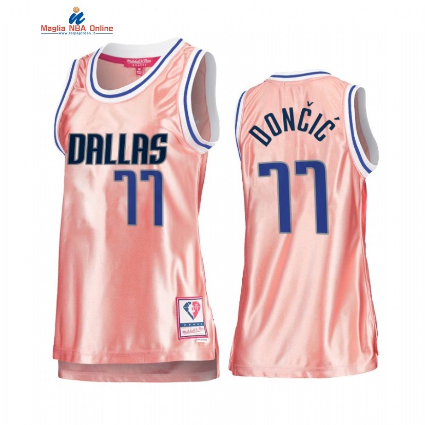 Maglia NBA Donna Dallas Mavericks #77 Luka Doncic 75th Anniversario Rosa Oro 2022 Acquista