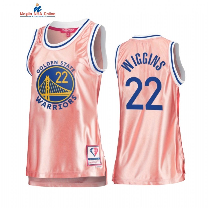 Maglia NBA Donna Golden State Warriors #22 Andrew Wiggins 75th Anniversario Rosa Oro 2022 Acquista