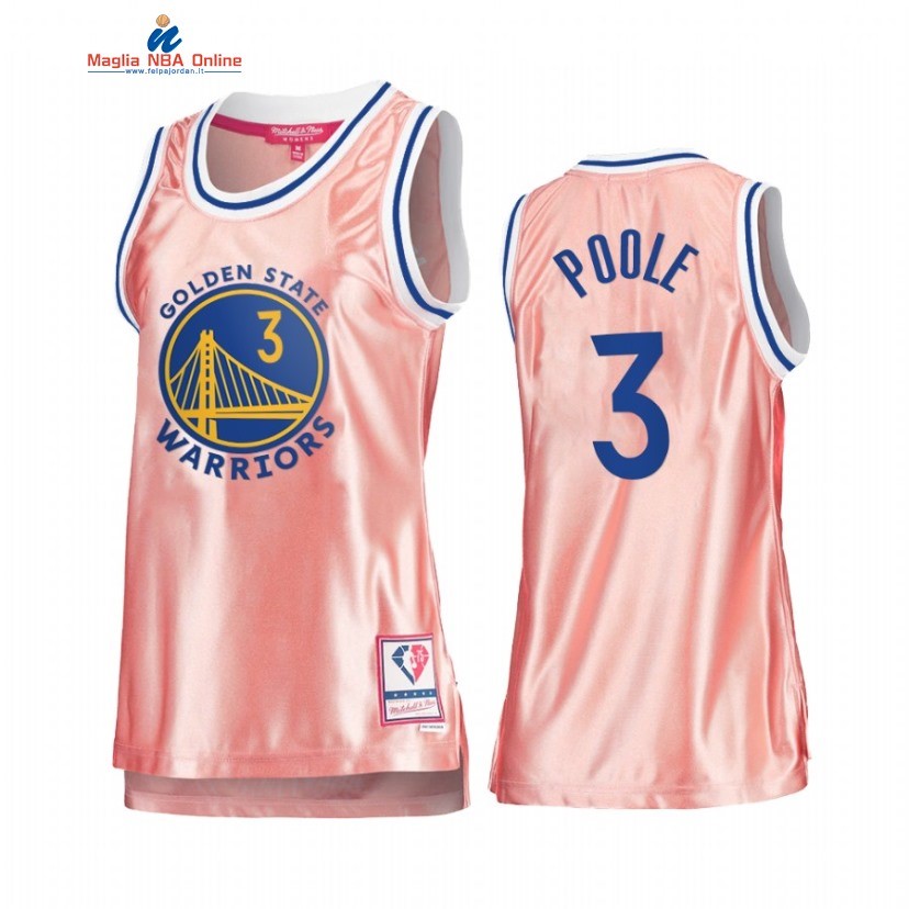 Maglia NBA Donna Golden State Warriors #3 Jordan Poole 75th Anniversario Rosa Oro 2022 Acquista