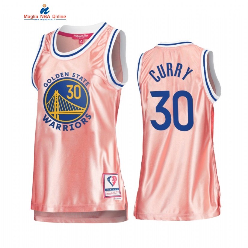 Maglia NBA Donna Golden State Warriors #30 Stephen Curry 75th Anniversario Rosa Oro 2022 Acquista
