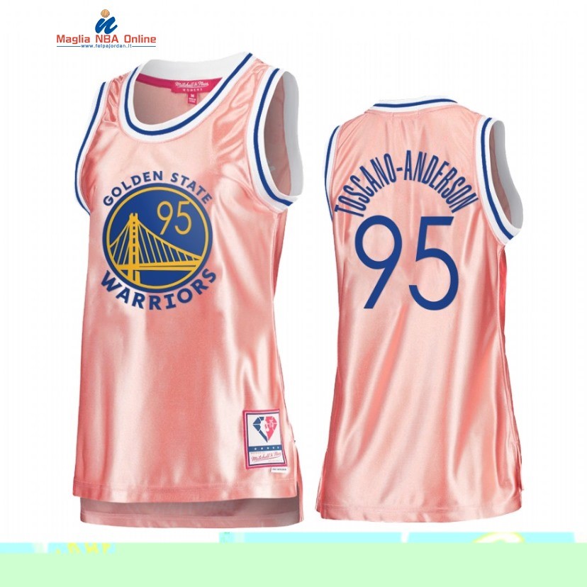 Maglia NBA Donna Golden State Warriors #95 Juan Toscano Anderson 75th Anniversario Rosa Oro 2022 Acquista