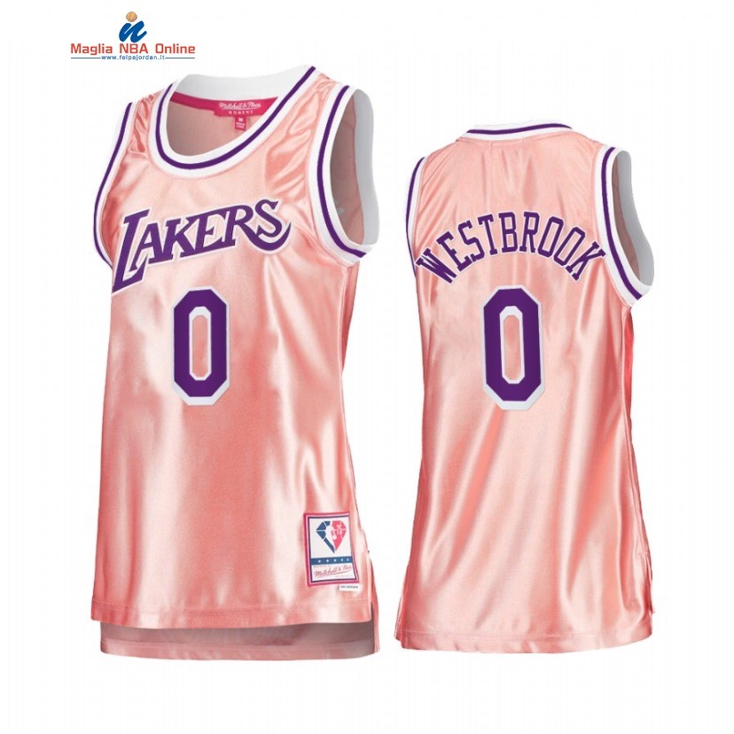 Maglia NBA Donna Los Angeles Lakers #0 Russell Westbrook 75th Anniversario Rosa Oro 2022 Acquista