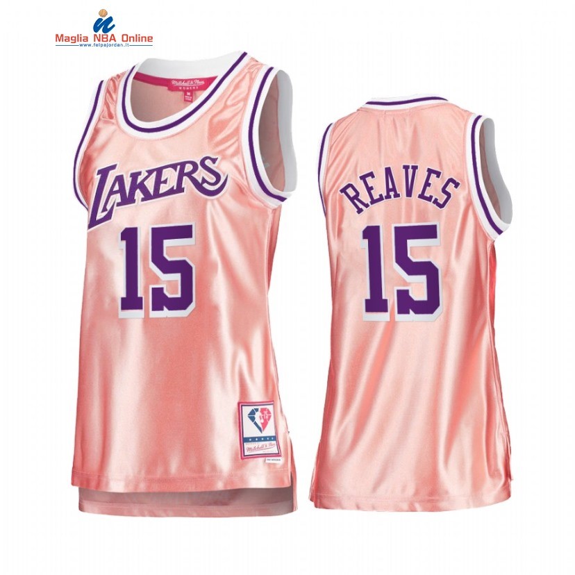 Maglia NBA Donna Los Angeles Lakers #15 Austin Reaves 75th Anniversario Rosa Oro 2022 Acquista