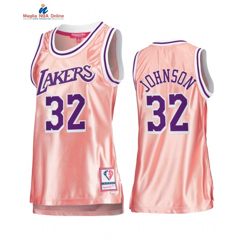 Maglia NBA Donna Los Angeles Lakers #32 Magic Johnson 75th Anniversario Rosa Oro 2022 Acquista