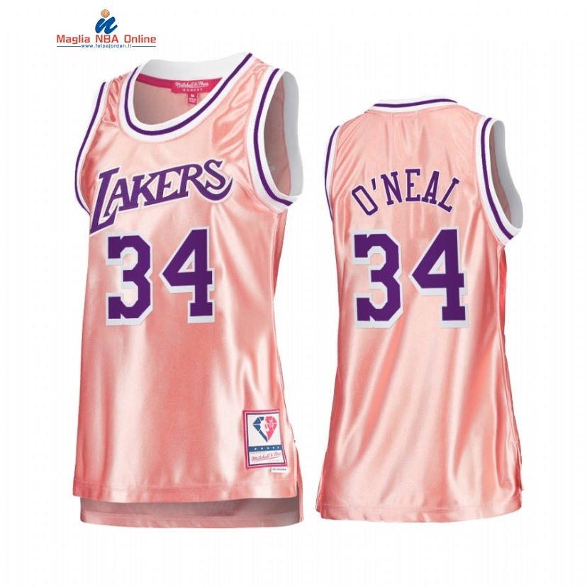 Maglia NBA Donna Los Angeles Lakers #34 Shaquille O'Neal 75th Anniversario Rosa Oro 2022 Acquista