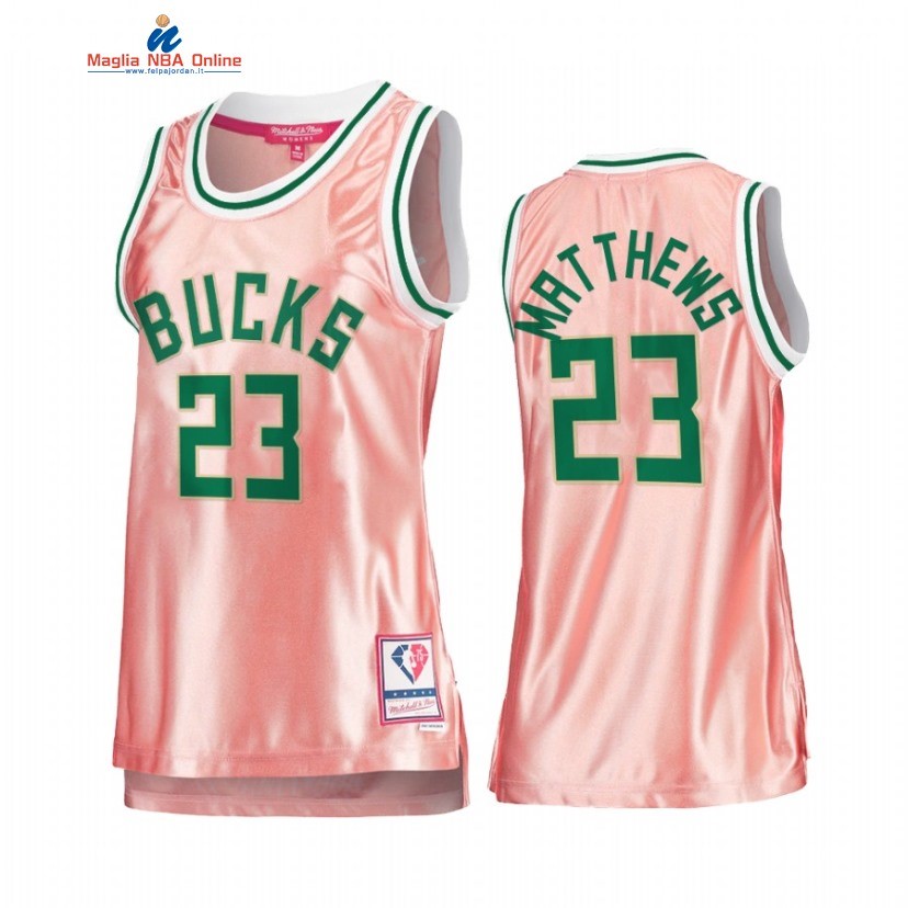 Maglia NBA Donna Milwaukee Bucks #23 Wesley Matthews 75th Anniversario Rosa Oro 2022 Acquista