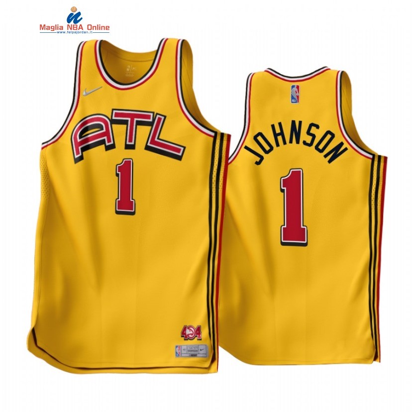 Maglia NBA Earned Edition Atlanta Hawks #1 Jalen Johnson Oro 2022-23 Acquista