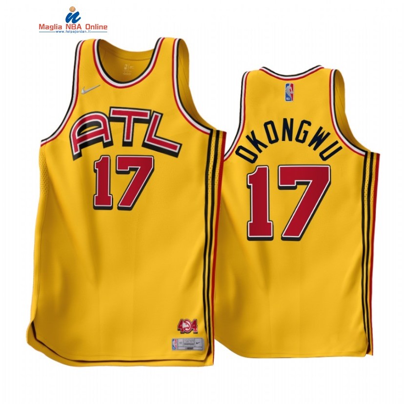 Maglia NBA Earned Edition Atlanta Hawks #17 Onyeka Okongwu Oro 2022-23 Acquista