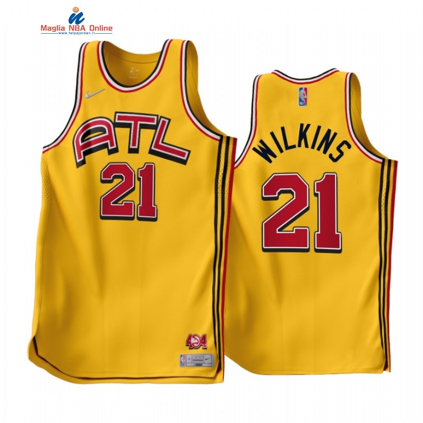 Maglia NBA Earned Edition Atlanta Hawks #21 Dominique Wilkins Oro 2022-23 Acquista