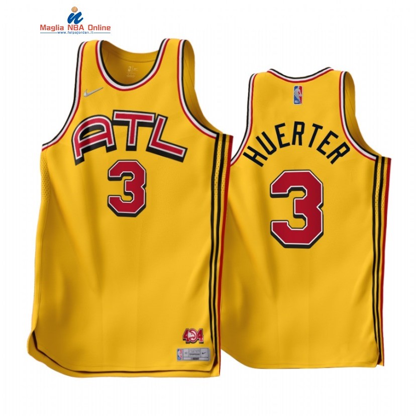 Maglia NBA Earned Edition Atlanta Hawks #3 Kevin Huerter Oro 2022-23 Acquista