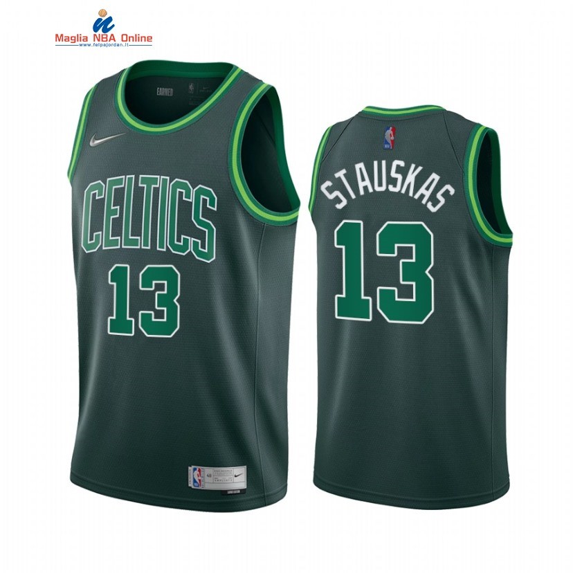 Maglia NBA Earned Edition Boston Celtics #13 Nik Stauskas 75th Verde 2021-22 Acquista