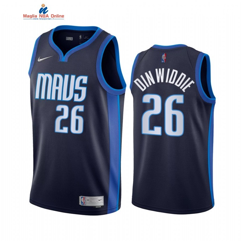 Maglia NBA Earned Edition Dallas Mavericks #26 Spencer Dinwiddie Marino 2021-22 Acquista