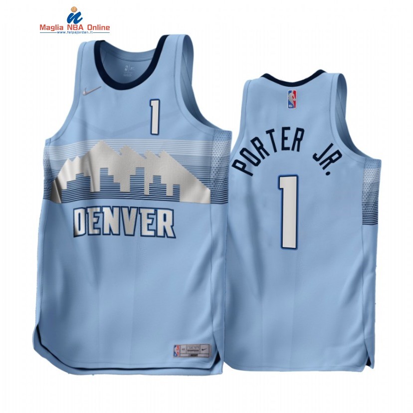 Maglia NBA Earned Edition Denver Nuggets #1 Michael Porter Jr. Blu 2022-23 Acquista