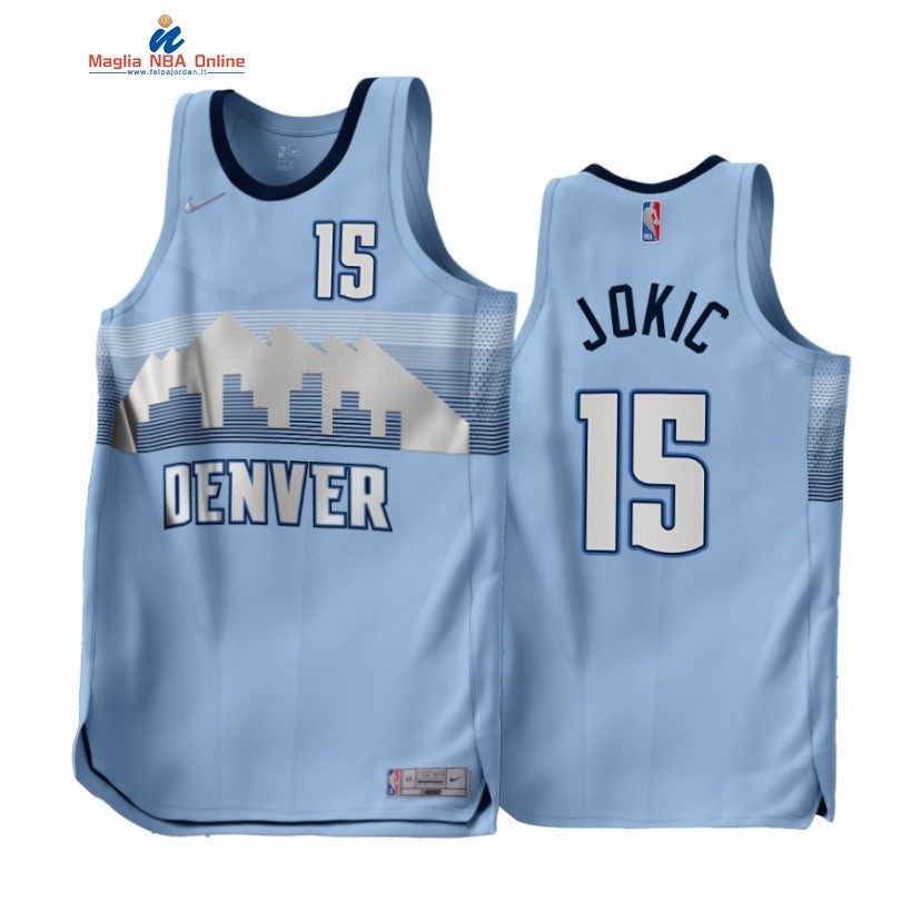 Maglia NBA Earned Edition Denver Nuggets #15 Nikola Jokic Blu 2022-23 Acquista