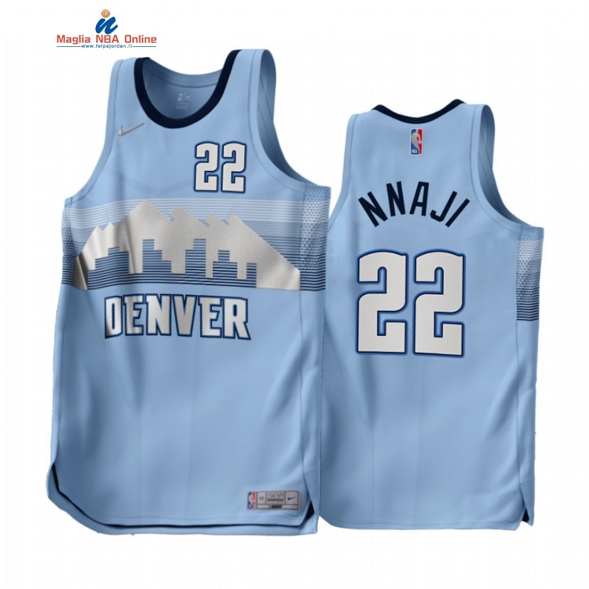 Maglia NBA Earned Edition Denver Nuggets #22 Zeke Nnaji Blu 2022-23 Acquista