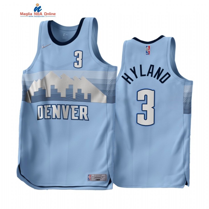 Maglia NBA Earned Edition Denver Nuggets #3 Bones Hyland Blu 2022-23 Acquista