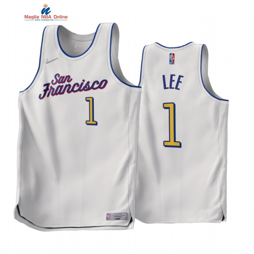 Maglia NBA Earned Edition Golden State Warriors #1 Damion Lee Bianco 2022-23 Acquista