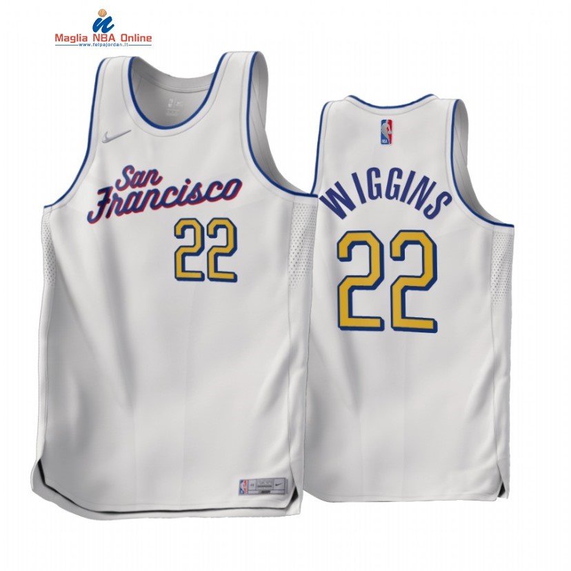 Maglia NBA Earned Edition Golden State Warriors #22 Andrew Wiggins Bianco 2022-23 Acquista