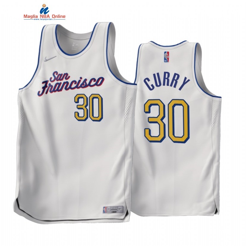 Maglia NBA Earned Edition Golden State Warriors #30 Stephen Curry Bianco 2022-23 Acquista