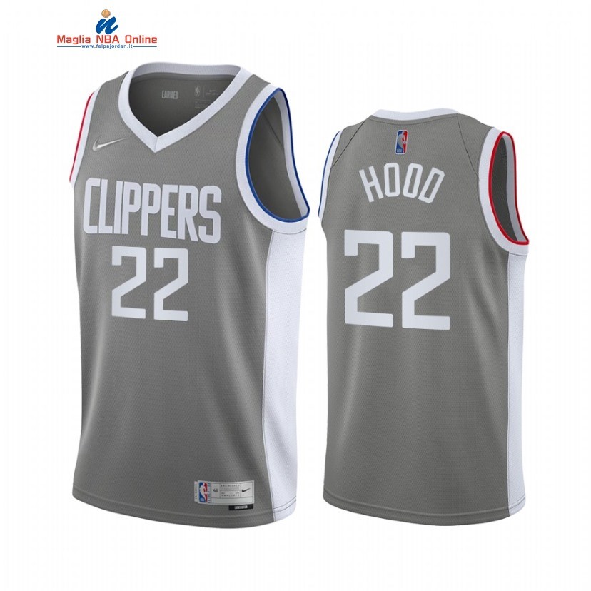 Maglia NBA Earned Edition Los Angeles Clippers #22 Rodney Hood Grigio 2022 Acquista