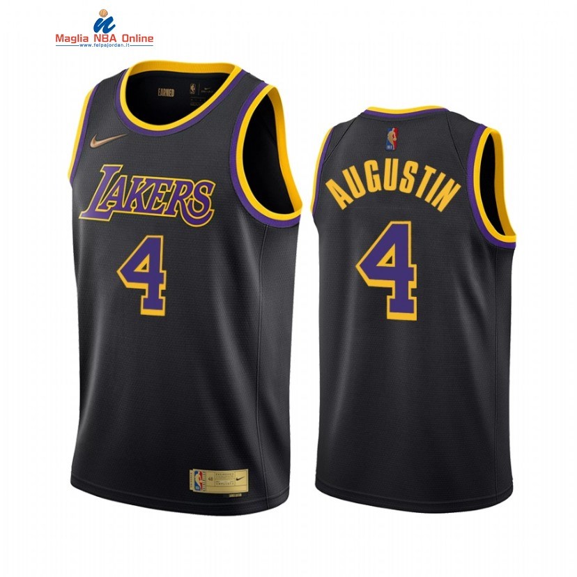 Maglia NBA Earned Edition Los Angeles Lakers #4 D.J. Augustin Nero 2022 Acquista