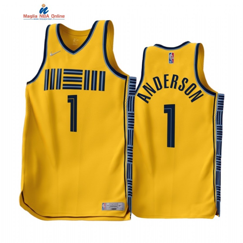 Maglia NBA Earned Edition Memphis Grizzlies #1 Kyle Anderson Oro 2022-23 Acquista