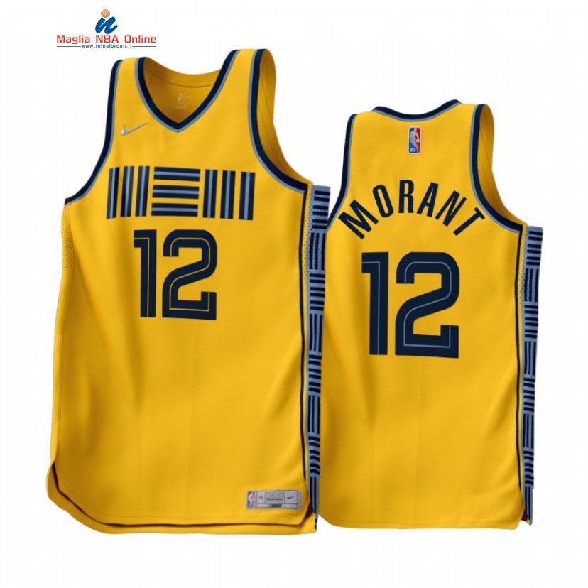 Maglia NBA Earned Edition Memphis Grizzlies #12 Ja Morant Oro 2022-23 Acquista