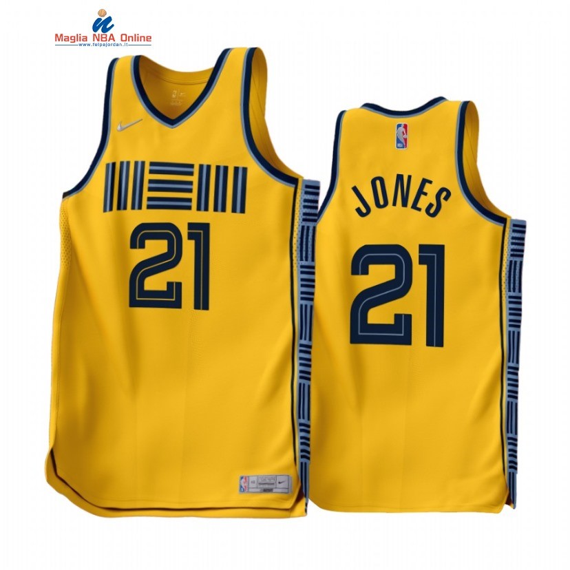 Maglia NBA Earned Edition Memphis Grizzlies #21 Tyus Jones Oro 2022-23 Acquista