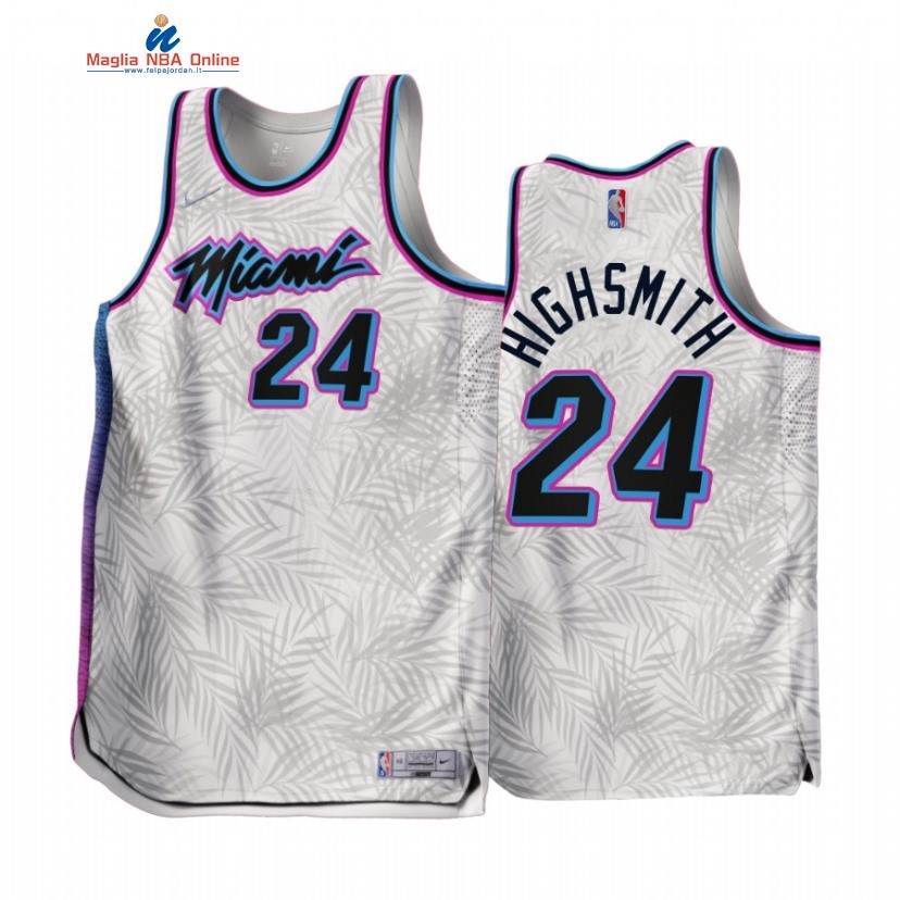 Maglia NBA Earned Edition Miami Heat #24 Haywood Highsmith Bianco 2022-23 Acquista