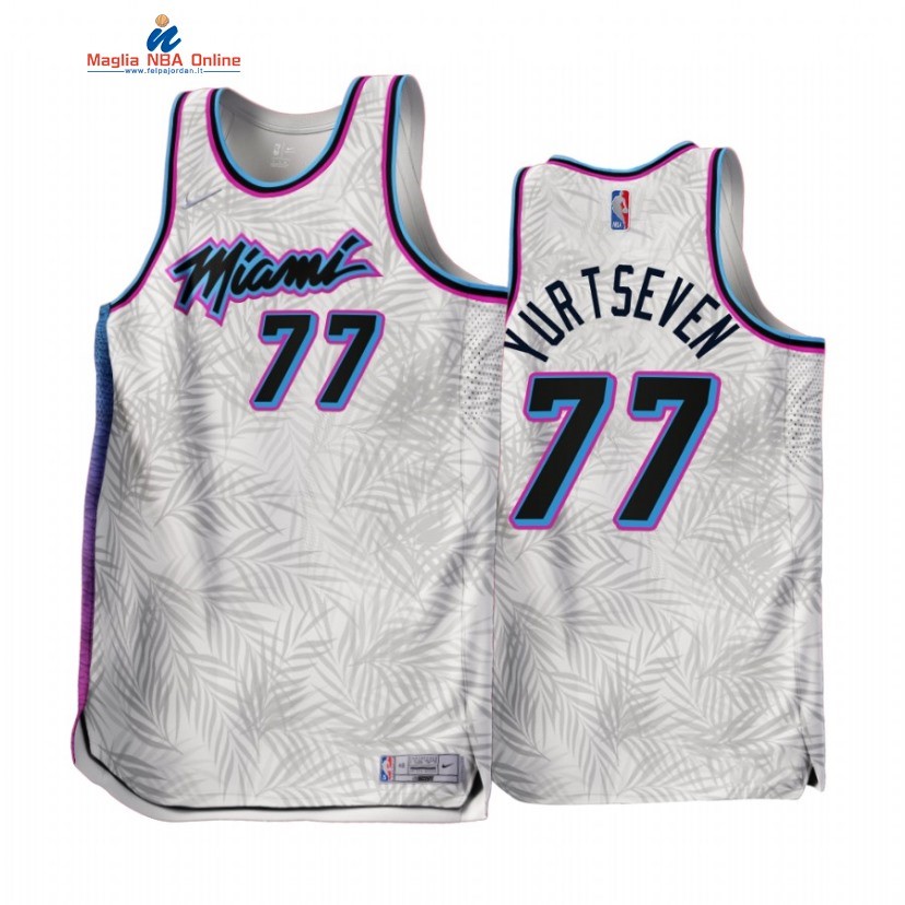 Maglia NBA Earned Edition Miami Heat #77 Omer Yurtseven Bianco 2022-23 Acquista