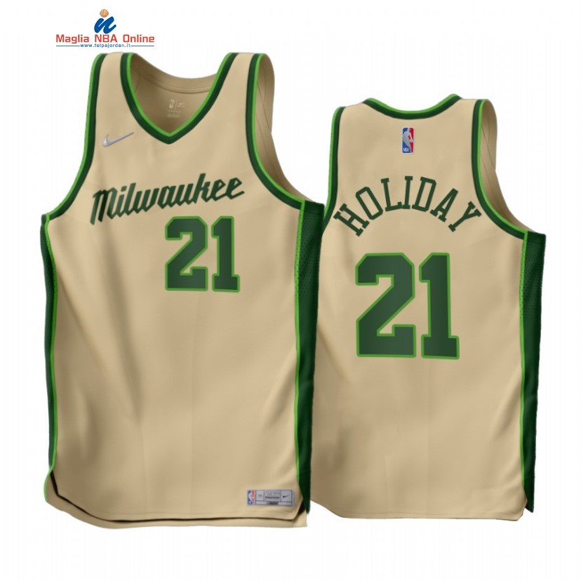 Maglia NBA Earned Edition Milwaukee Bucks #21 Jrue Holiday Cream 2022-23 21 Acquista