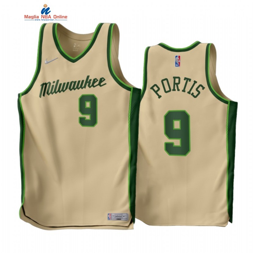 Maglia NBA Earned Edition Milwaukee Bucks #9 Bobby Portis Cream 2022-23 Acquista