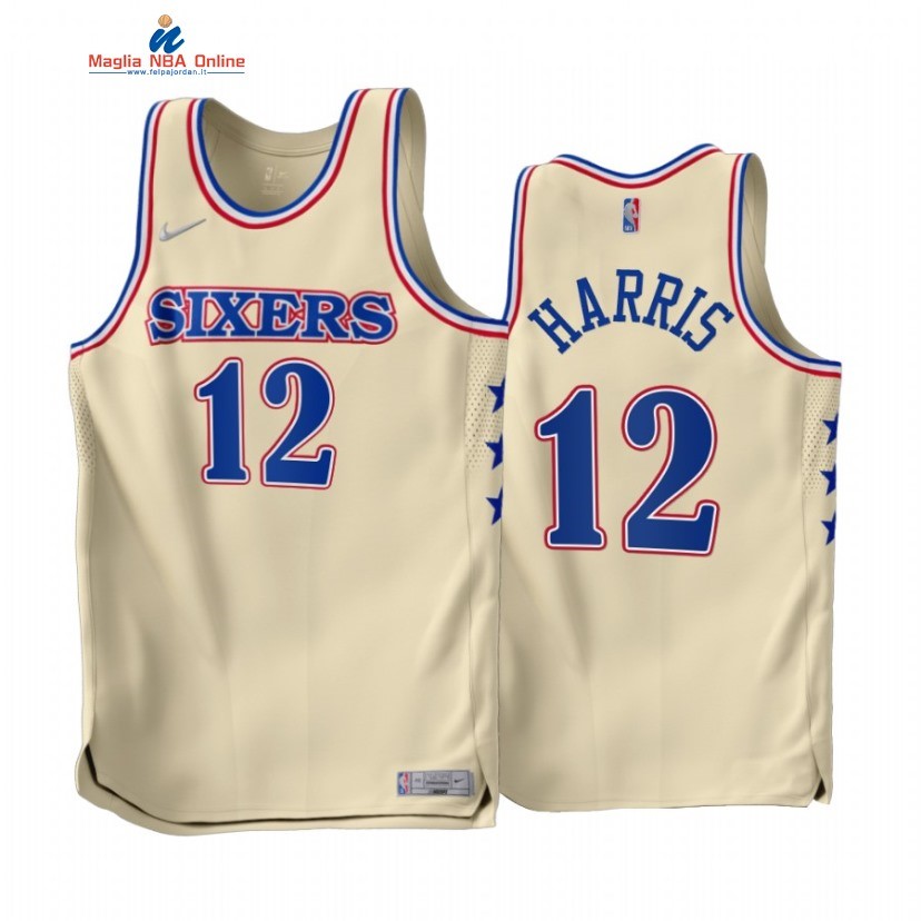 Maglia NBA Earned Edition Philadelphia 76ers #12 Tobias Harris Crema 2022-23 Acquista