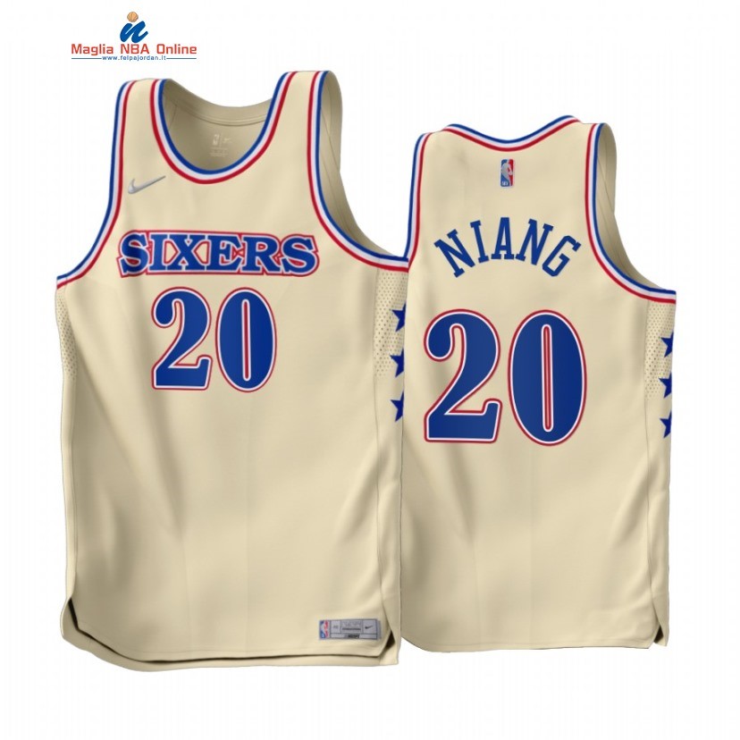 Maglia NBA Earned Edition Philadelphia 76ers #20 Georges Niang Crema 2022-23 Acquista