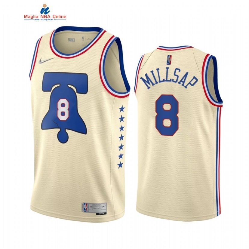 Maglia NBA Earned Edition Philadelphia 76ers #8 Paul Millsap Crema 2021-22 Acquista