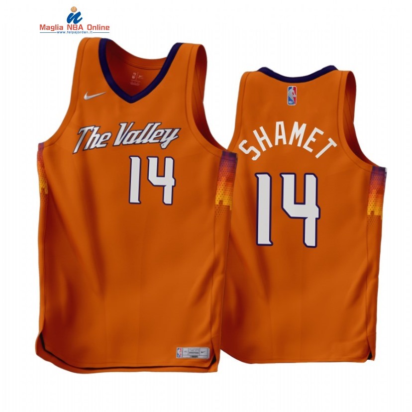 Maglia NBA Earned Edition Phoenix Suns #14 Landry Shamet Arancia 2022-23 Acquista