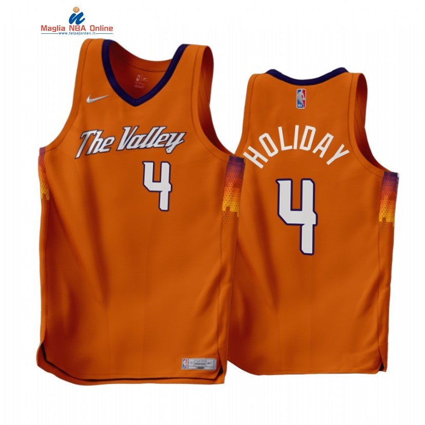 Maglia NBA Earned Edition Phoenix Suns #4 Aaron Holiday Arancia 2022-23 Acquista