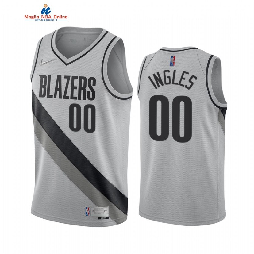 Maglia NBA Earned Edition Portland Trail Blazers #00 Joe Ingles Grigio 2022 Acquista