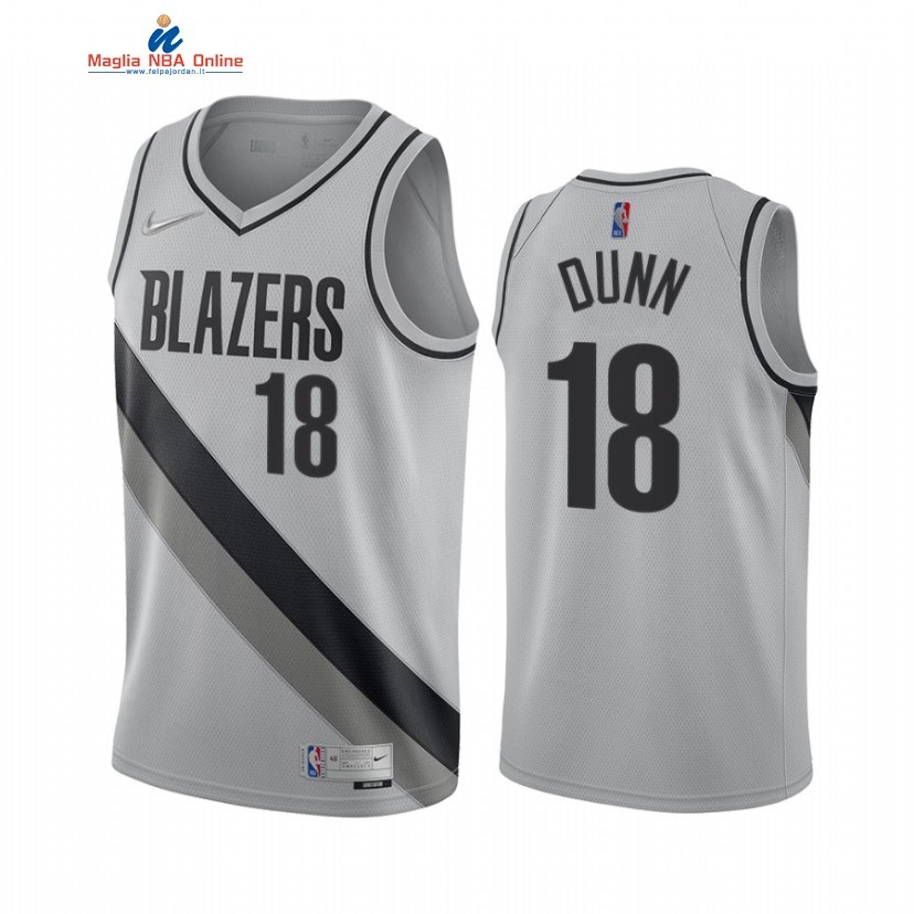 Maglia NBA Earned Edition Portland Trail Blazers #18 Kris Dunn Grigio 2022 Acquista