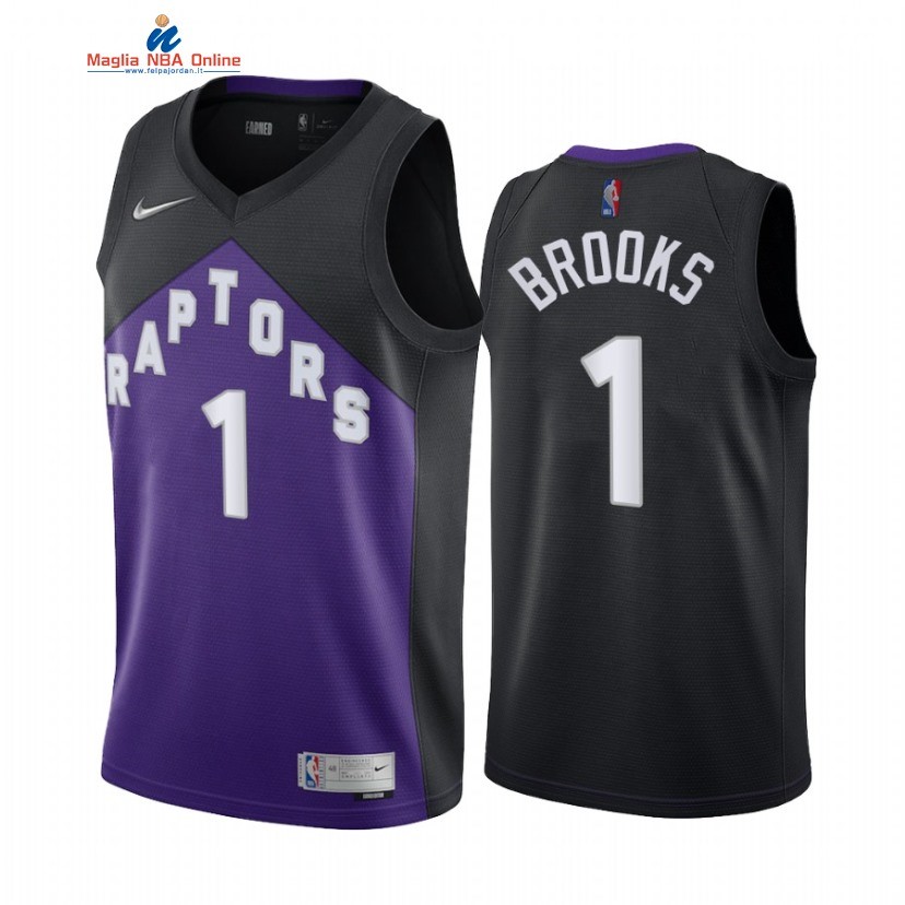 Maglia NBA Earned Edition Toronto Raptors #1 Armoni Brooks Nero 2022 Acquista