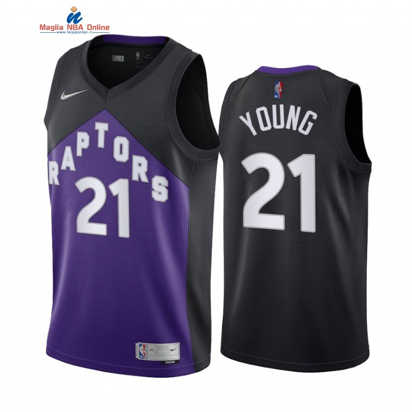 Maglia NBA Earned Edition Toronto Raptors #21 Thaddeus Young Nero 2022e Acquista